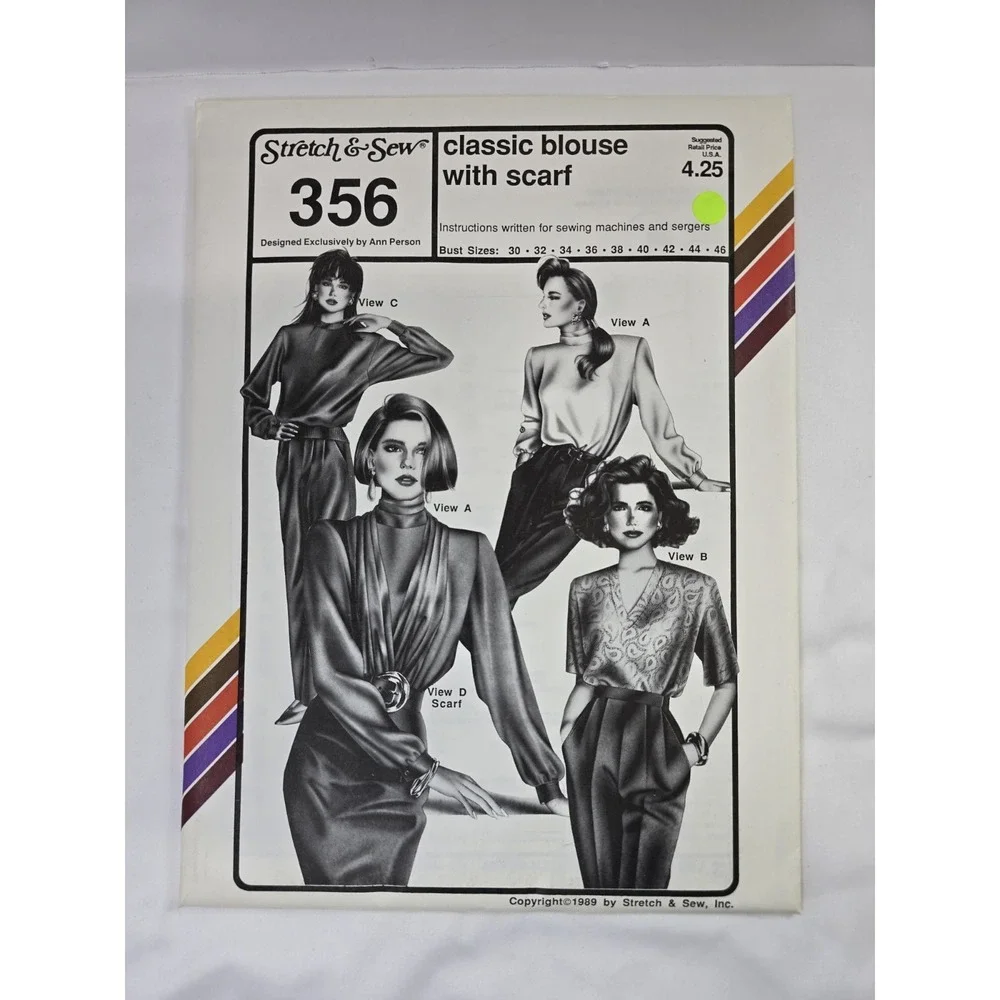 Vintage 1990s Stretch & Sew Ann Person Sewing Patterns 356 - Classic Blouse